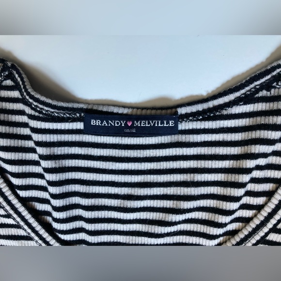 3/$15 Brandy MelvilleStriped Tee Small Black and off white - Picture 3 of 3